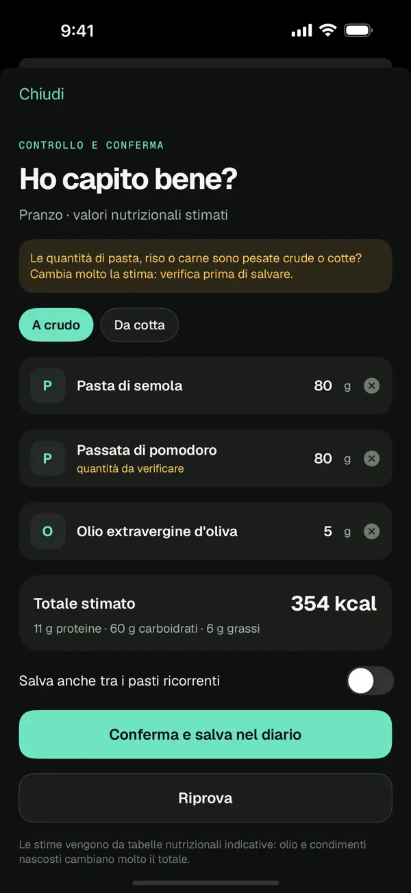 Pasto aggiunto a voce
